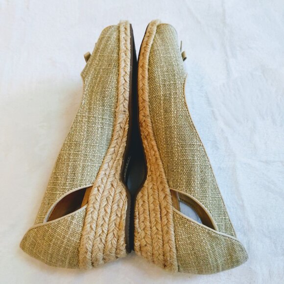 Softspots Aden Sand & Cream Peep Toe Espadrilles Size 6W - Picture 3 of 10